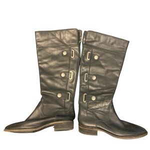 Arturo Chiang Black Leather Tall Riding Boot Buttons
Size 7M